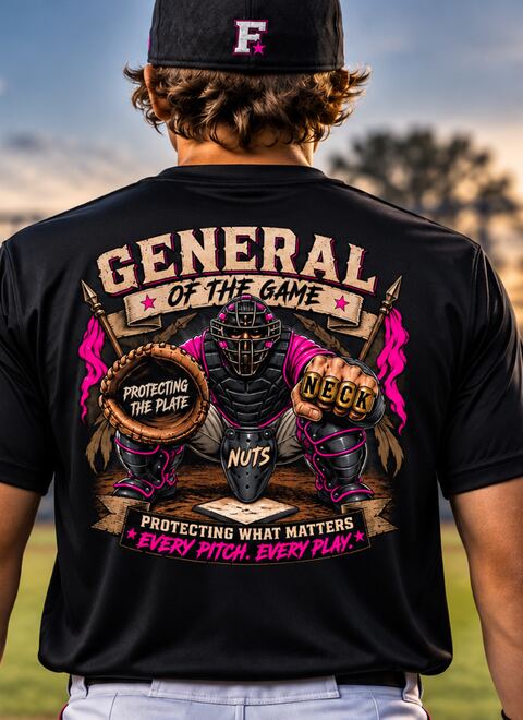 Back of the pink General Of The Game tee